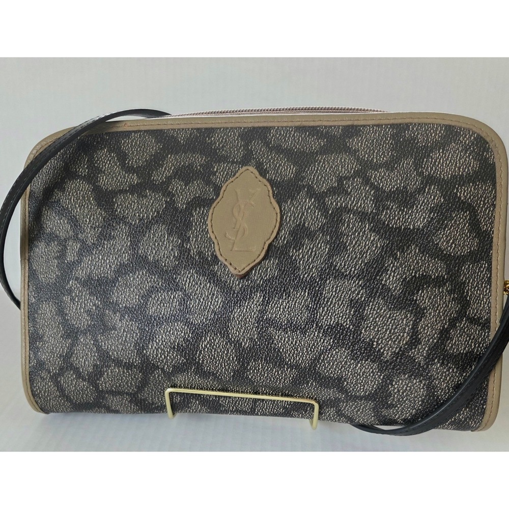 Vintage Yves Saint Laurent YSL Shoulder Bag Grey Zebra Pattern Coatedโ Canvas